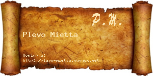 Plevo Mietta névjegykártya